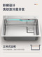 Kitchen Sus304 Stainless Steel Sink Large Single-Slot Dishwashing Basin Household Thickeneded Above, Middle and Lower Basin Hand Washing Dishwashing Basin