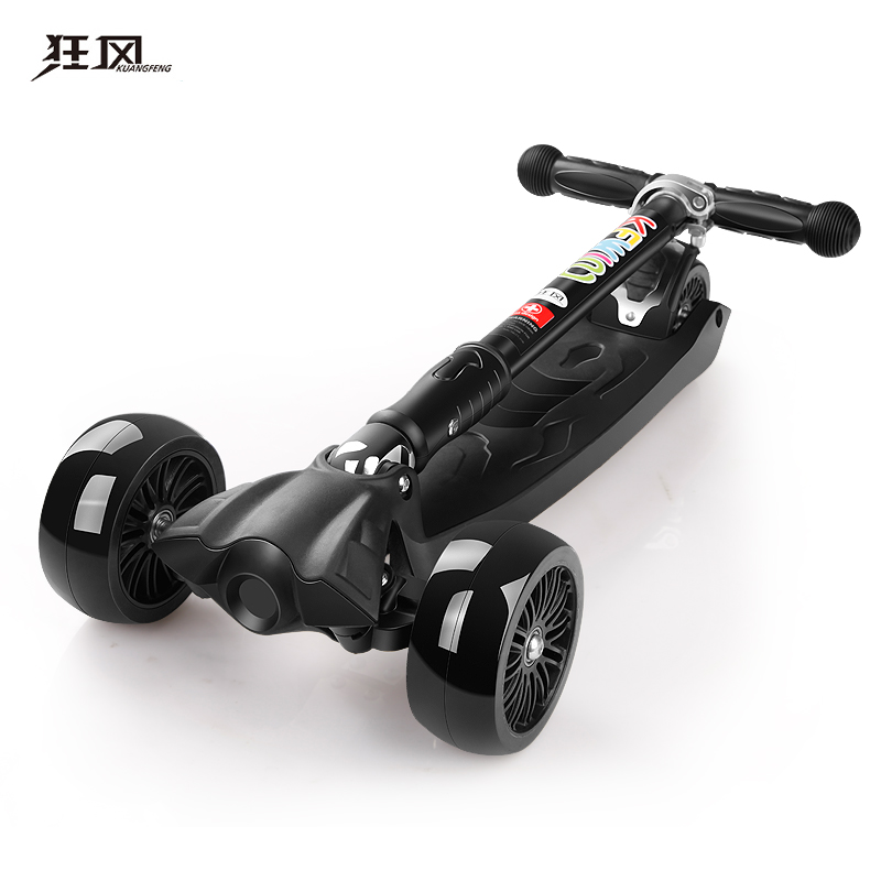 Wind children's foldable scooter 3-6-12 years old children's single-pedal scooter three-four-wheel flashing flexible steering