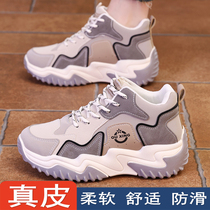 Trendy shoes really thick-soled dad shoes for women 2024 new autumn style matching skirts popular womens shoes soft soles fashionable leather