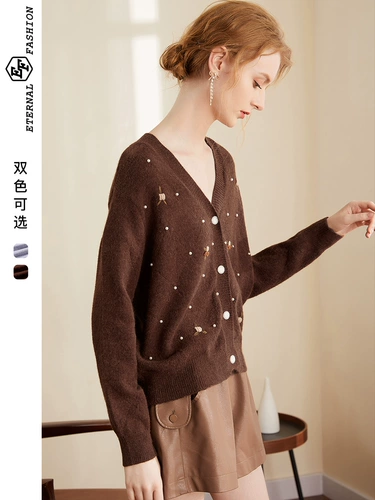 Весенний трикотажный свитер, куртка, кардиган, ретро милый лонгслив, V-образный вырез, коллекция 2023