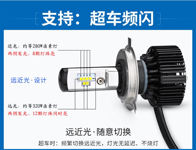 Ắc quy ô tô xe máy ánh sáng trắng đèn pha điện cải tiến siêu sáng bóng đèn lớn tích hợp ánh sáng xa và gần đèn pha ánh sáng mạnh - Đèn xe máy