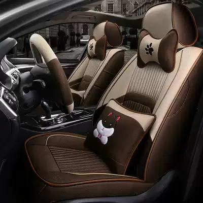 Car cushion four seasons universal fully surrounded linen art cartoon one car one version custom car special interior seat cover