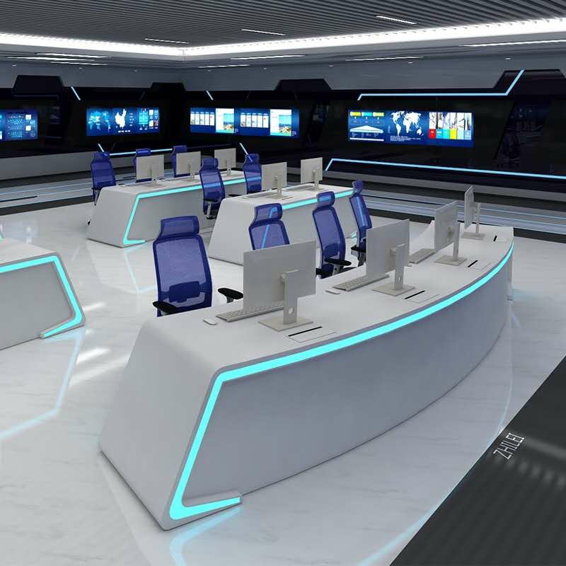 Large White Baking Paint Command Desk Monitoring Operation Tables Thaw Media Computer Desk Control Center Monitoring Dispatch Desk