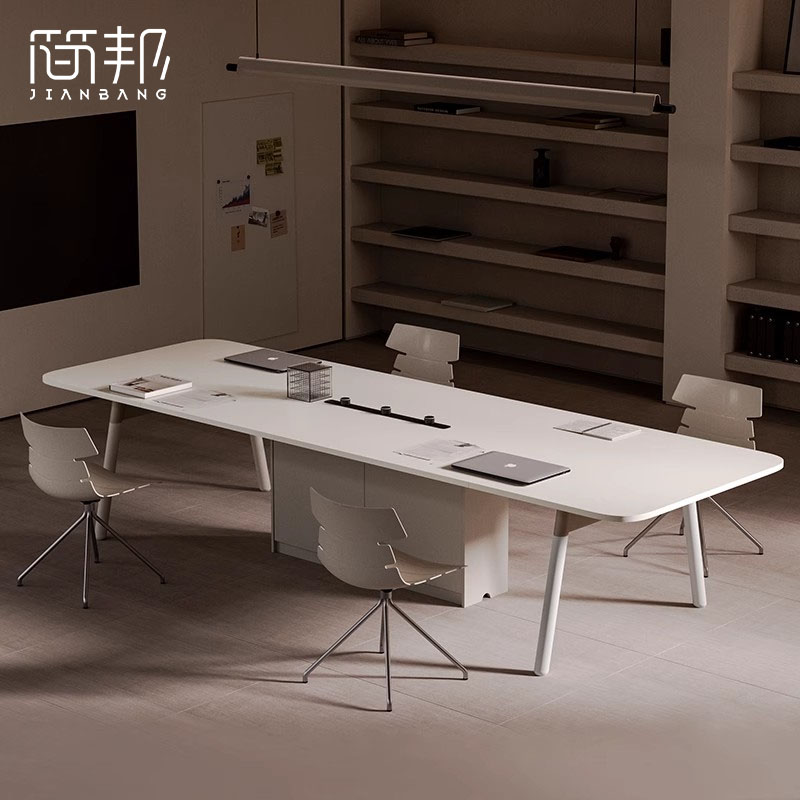 会議テーブル ロングテーブルと椅子の組み合わせ 会議室 シンプル モダン 交渉テーブル ホワイト E0 環境に優しい長方形テーブル