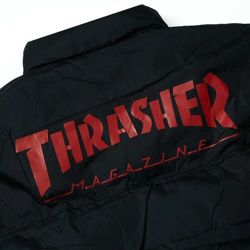 [THRASHER Official] Вязаная куртка-пуховик HomeTown с огненным принтом, теплая хлопковая куртка, куртка
