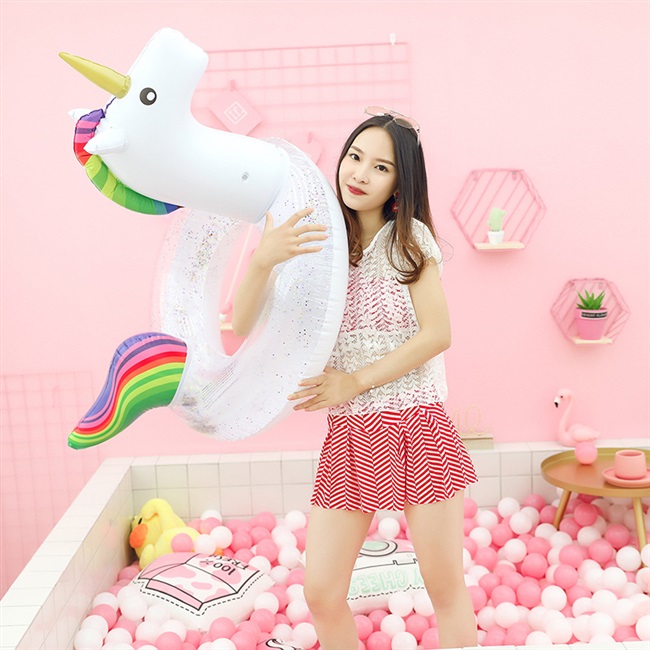 Kỳ lân trưởng thành Dày Siêu lớn Vòng bơi dành cho người lớn Mở rộng Vòng bơi Nước Bơm hơi Vòng dưới cánh tay Phao cứu sinh - Cao su nổi