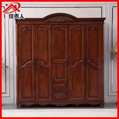 American country light luxury modern simple 2 doors 3 doors 4 doors 5 doors with drawer storage rubber wood full solid wood wardrobe