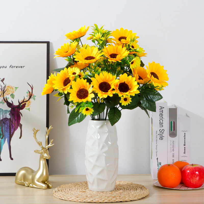 Sunflower Emulation Flower Upscale Living-room Swing Piece Furnishing Interior Fake Flower Decoration Hotel Home Flower Arrangement Table Flower Bouquet