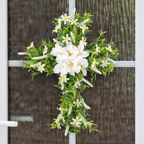 Easter wreath church cross decoration pendant Easter cross hotel restaurant party atmosphere decoration