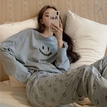 Korean in smiling pajamas woman autumn long sleeve long sleeve pants and Han version of casual home clothes two pieces of suit students