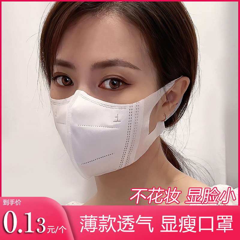 Mask 3D three-dimensional women's summer thin section sunscreen black and white show small face large size net red ear, mouth and nose mask cute