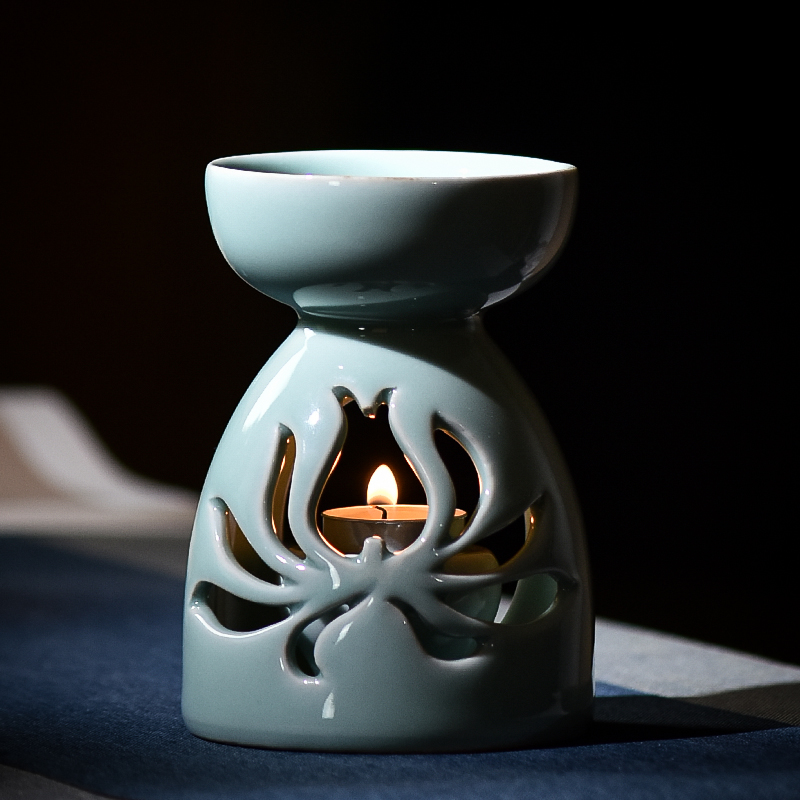 Longquan Aromatherapy Lamp Essential Oil Stove Candle Home Indoor Bedroom Creative Incense Ceramic Hollow Humidification Ornament Large