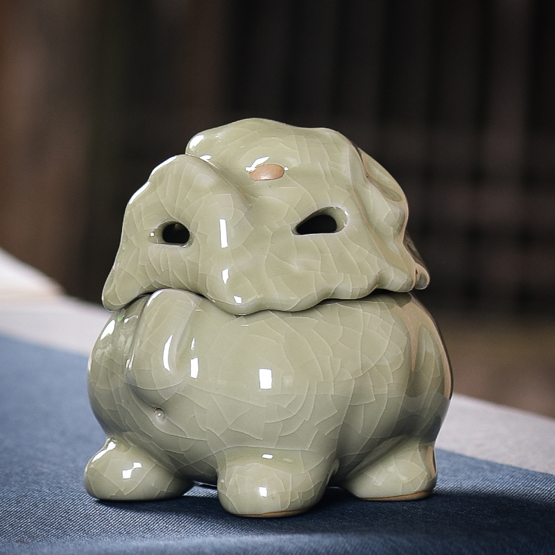 Ceramic incense stove Home Indoor incense holder Incense Sandalwood Pan Fragrant and Fragrant Creative Blue Porcelain leopard Town Residence Tea Walk