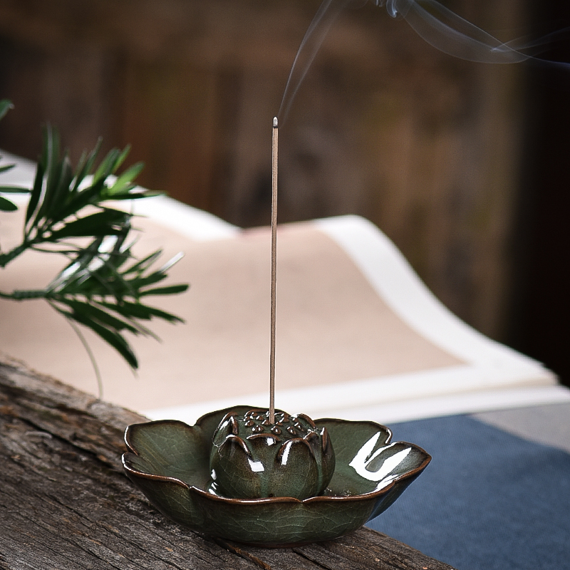 Green porcelain handmade incense stove fragrant inserts Home room Insider Incense Stove room Chancerous ceramic Furnace Iron Tire Line Fragrant insert Incense Stove
