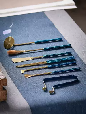 Incense Road Utensils Entry Set Spiced Sandalwood Powder Pure Copper Gray Presscented Incense Tool Incense Spoon Incense Shovel Seven Piece Set