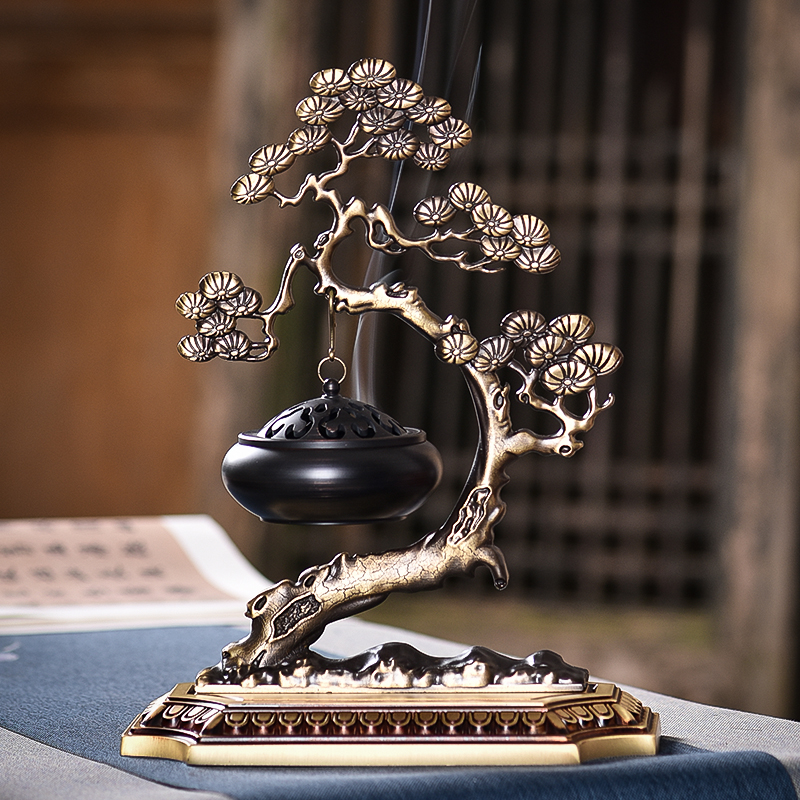 Jingyin household pure copper incense burner incense incense household indoor hanging roast duck stove sandalwood incense welcome pine creative tea ceremony ornaments