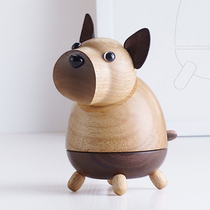 Music box puppy ornaments original music box Solid Wood Wood birthday gift for girlfriends girls lettering