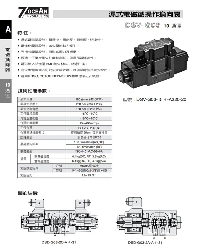 7OCEAN Đài Loan Bảy Đại Dương DSD-G03-2C/2A/2N/6C/DSV-G03-8C-DC24 van định hướng điện từ van từ thủy lực van thủy lực điều khiển bằng tay