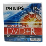 Philips Philips Одиночный двойной DVD -диск DVD DVD+R 8,5G 8X Большая емкость D9/DL Blank Disc 8G Запись DVD DVD Blank Plate Burner 10 штук.