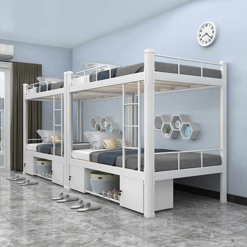 Upper Bunk Bed Iron Bed Frame Student Staff Dormitory Double Bed Apartment High And Low Iron Bed Frame upper and lower bunk bed with double iron art bed