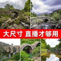 桥梁风景直播背景布3d立体直播背景墙图可移动网红主播背景布挂布3d直播间装饰大气大尺寸高清摄影拍照背景布