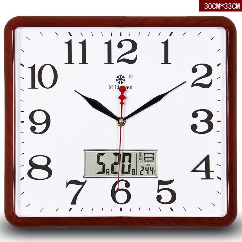 Square electronic clock wall clock living room mute home simple creative fashion punch-free quartz clock hanging on the wall
