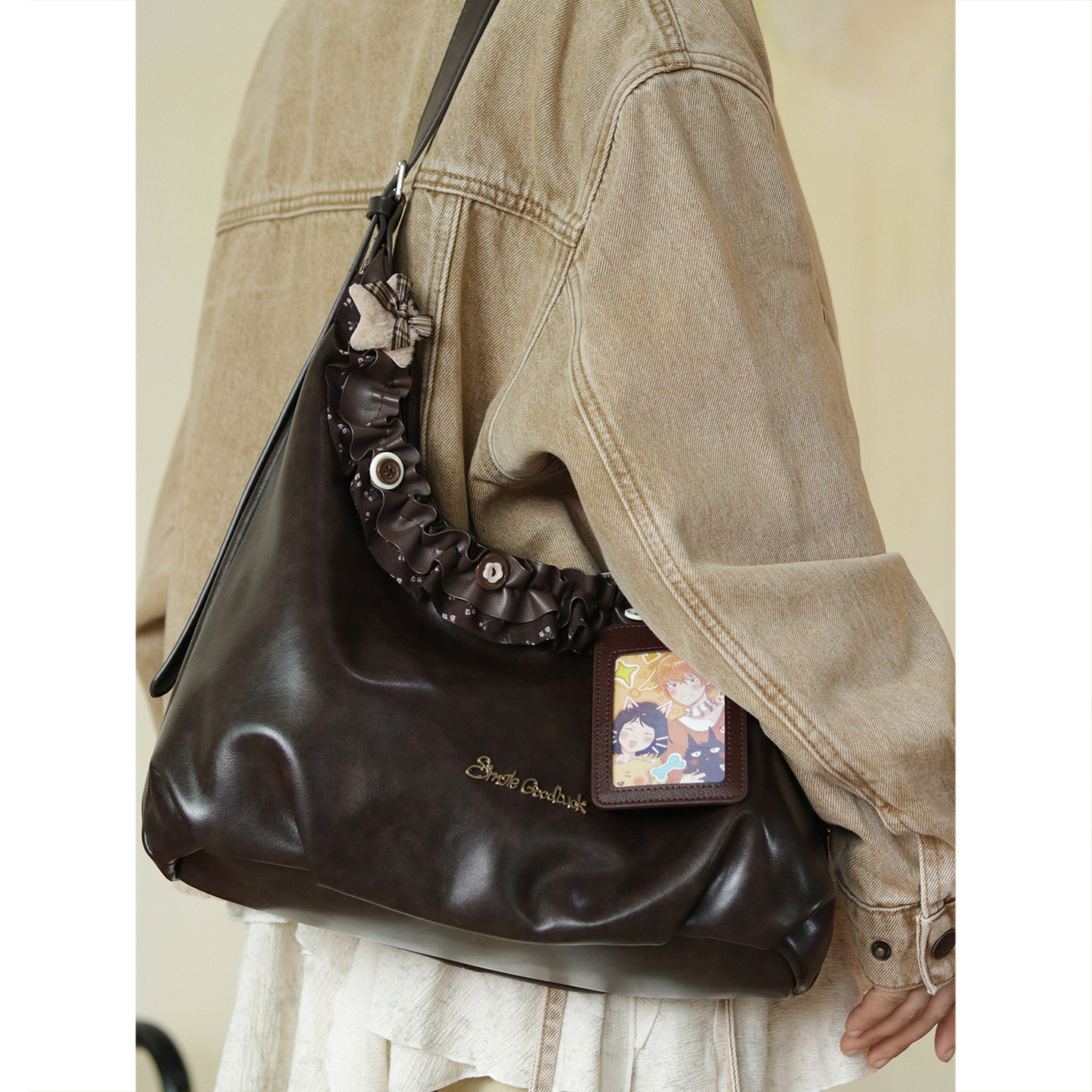 Original Design Textured Versatile Tote Bag For College Students, Large Capacity Commuter Shoulder Bag, Lightweight Crossbody Bag - Thumbnail 3