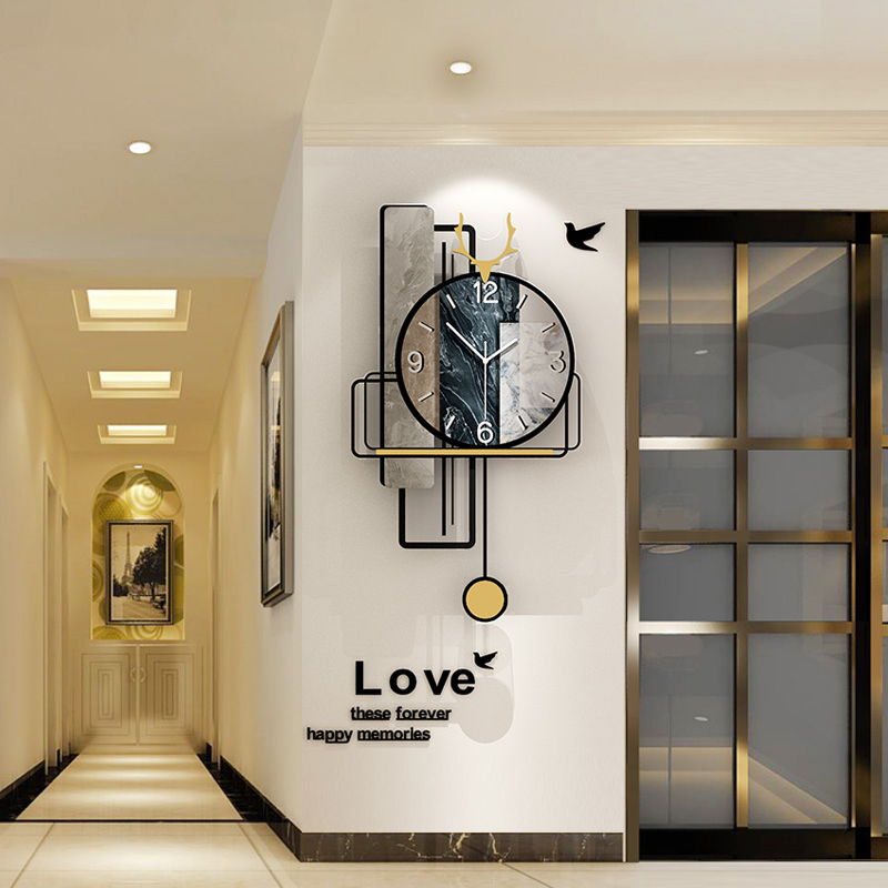 Nordic light luxury living room wall clock home fashion personality creative decoration clock modern simple atmosphere clock hanging wall
