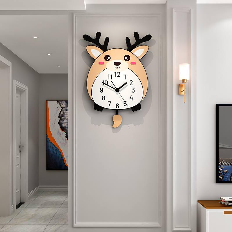 Cartoon wall clock living room home fashion creative clock modern simple silent clock hanging wall cute children's room watch