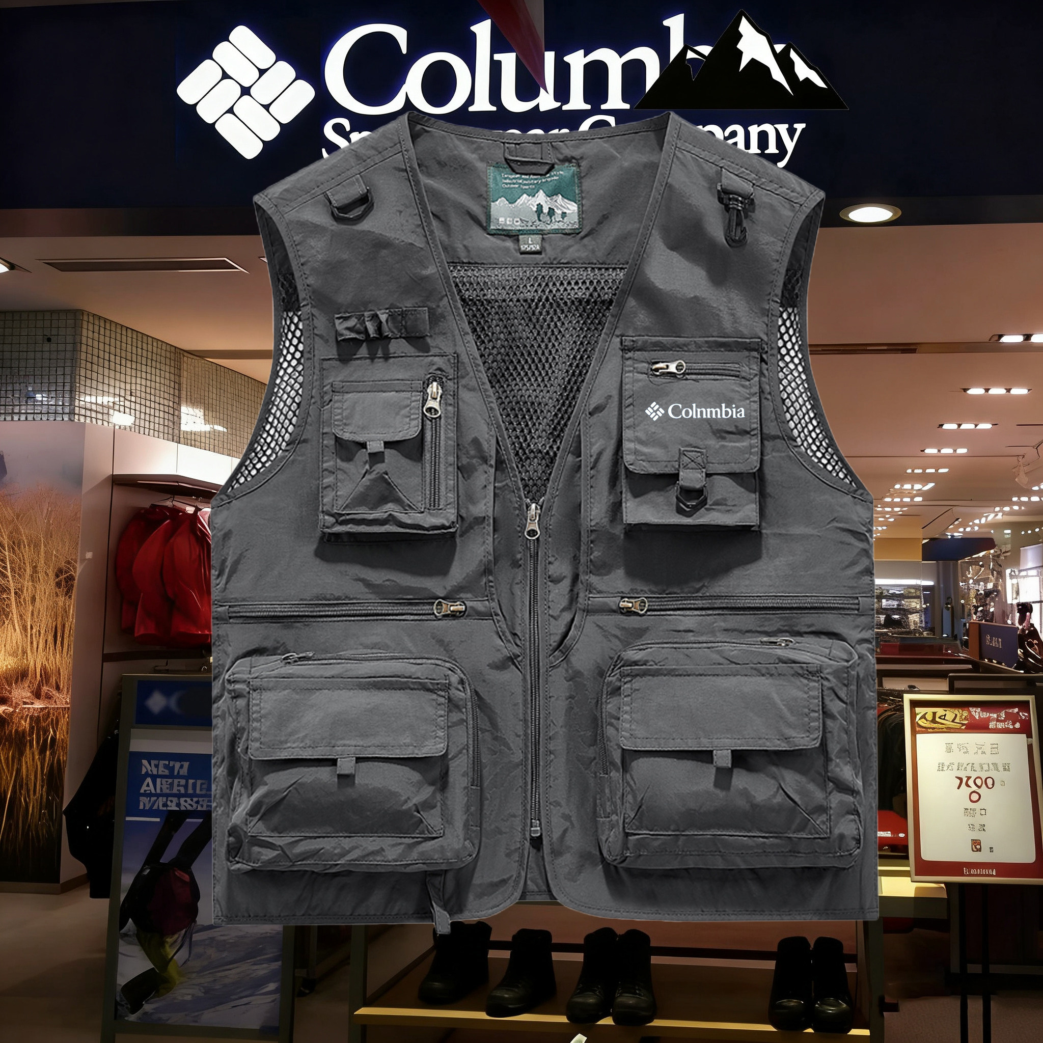 コロンバスベスト メンズ カジュアル 夏用 新作 アウトドア ハイキングベスト フィッシングベスト マルチポケット ワークウェアベスト