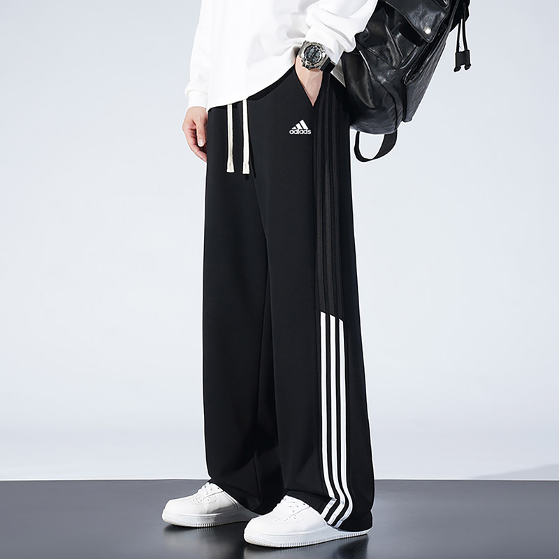 [Discount Zone] Men's Pants 2026 Autumn/Winter Fleece-Lined Thickened Casual Pants American Style Straight Loose Sports Trousers