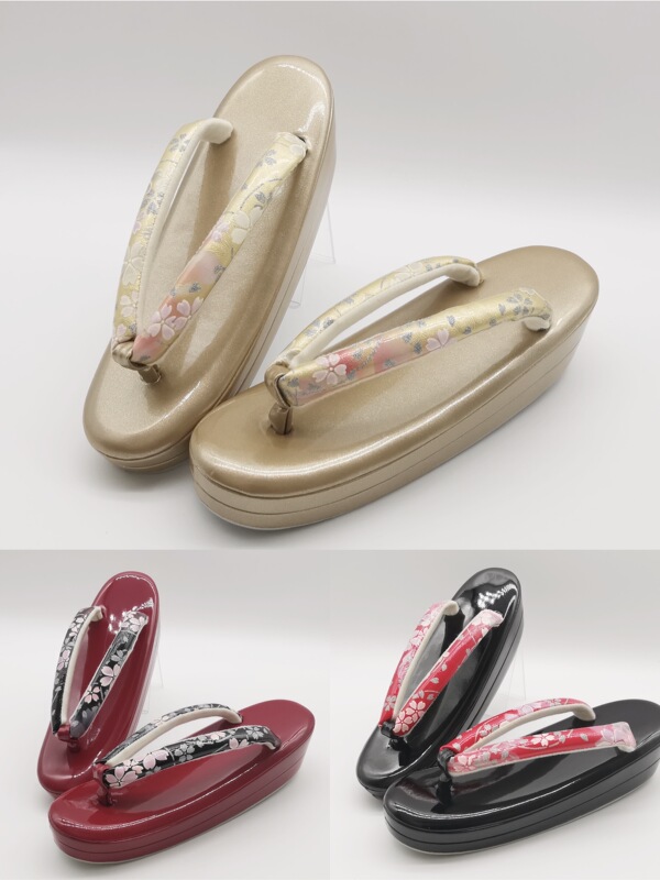 Japanese-Style Women's Wooden Clogs, Two-Layer Leather Straw Sandals, Kimono Yukata Shoes, Flip-Flops, Cosplay Shoes, Embroidered, Non-Jk, Floral, Sweet