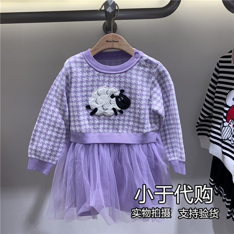 F4FAA4477 Taiping bird children's clothing mini peace2020 Winter baby girl Toddler Small goat patterned foreign dress
