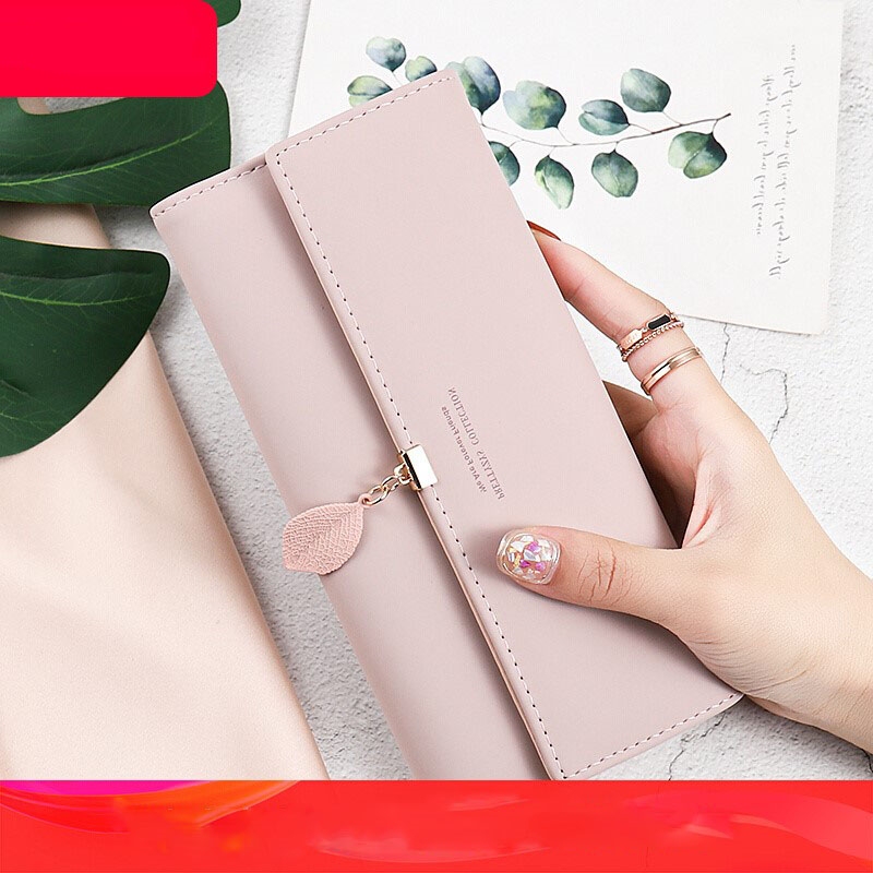 Folding Wallet Niche Design Women's Long Style New Trendy High-Value Leaf Lady Elegant Wallet Card Holder Clutch Bag Folding Wallet Niche Design Women's Long Style New Trendy High-Value Leaf Lady Elegant Wallet Card Holder Clutch Bag