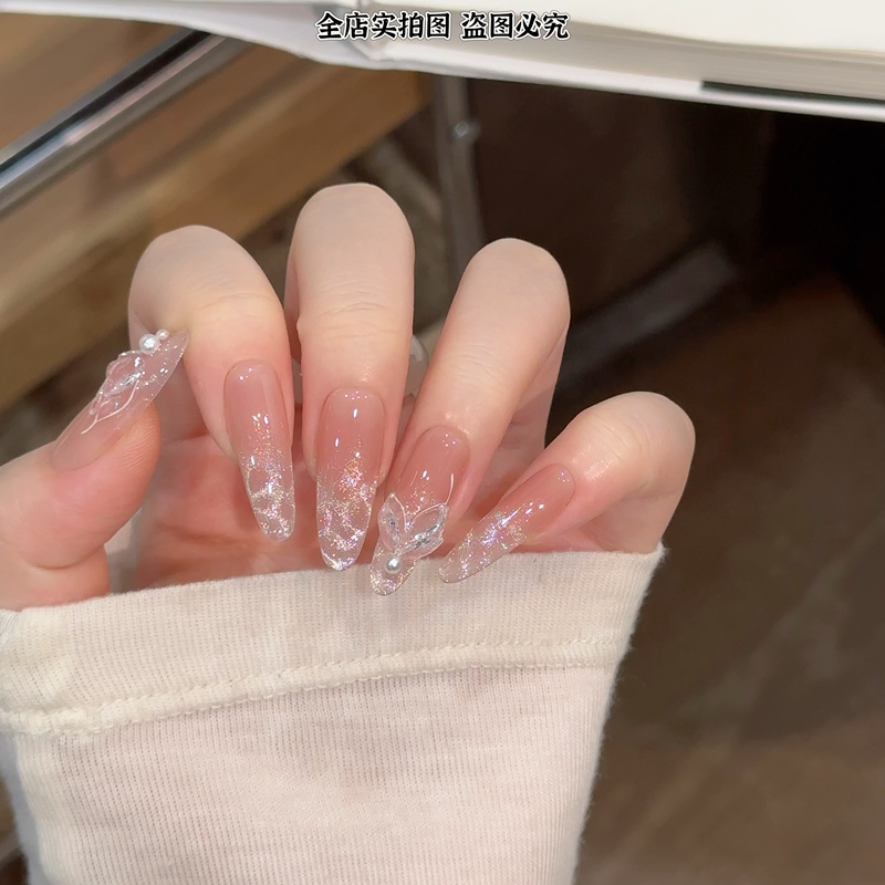 Little Mermaid March Rabbit Handmade Nails Summer Full Diamond Zircon Sparkling Cat Eye Manicure Whitening and Elegant Style Little Mermaid March Rabbit Handmade Nails Summer Full Diamond Zircon Sparkling Cat Eye Manicure Whitening and Elegant Style