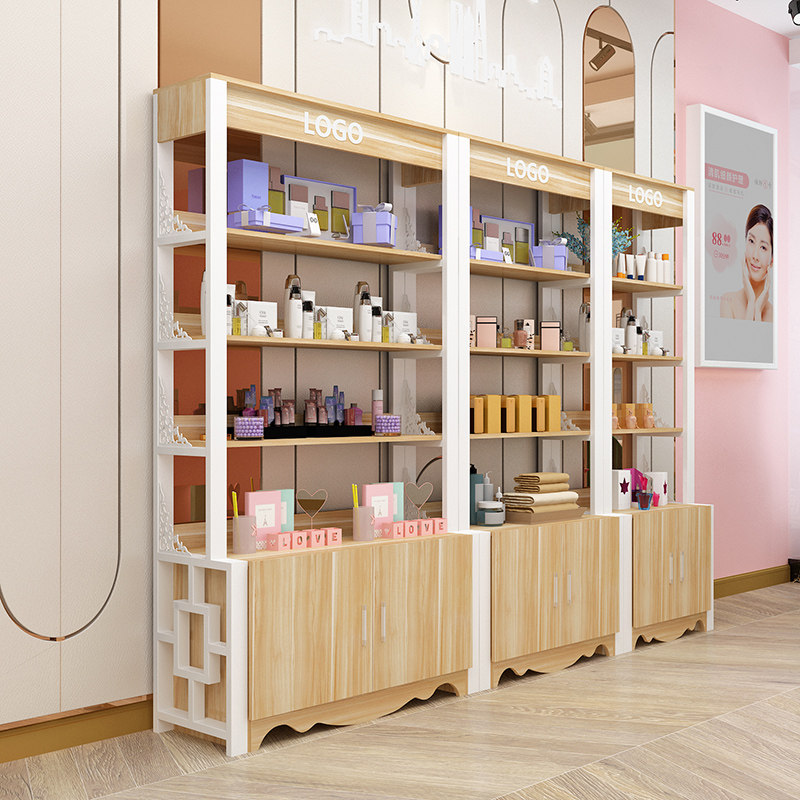 Cosmetic Show Rack Steel Wood Rack Rationalshop Products Display Case Supermarket Beauty Chia Store Shelves Mother & Baby Shop Containers