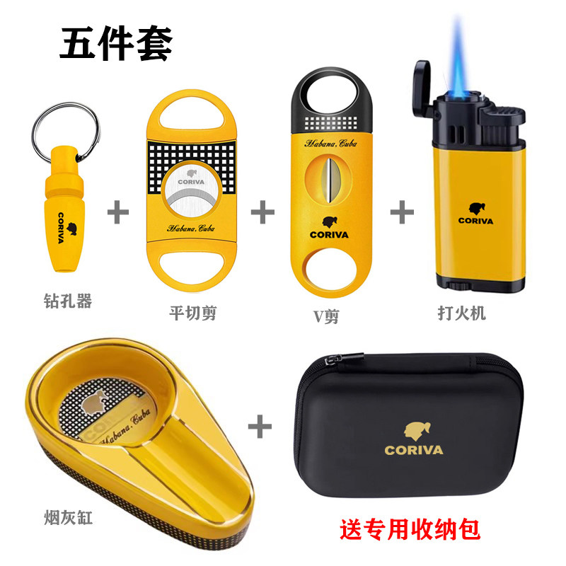 キューバ産葉巻用はさみセット、携帯用タバコカッター、切れ味の良いV字型葉巻カッター、丸穴パンチ、葉巻用ツール。