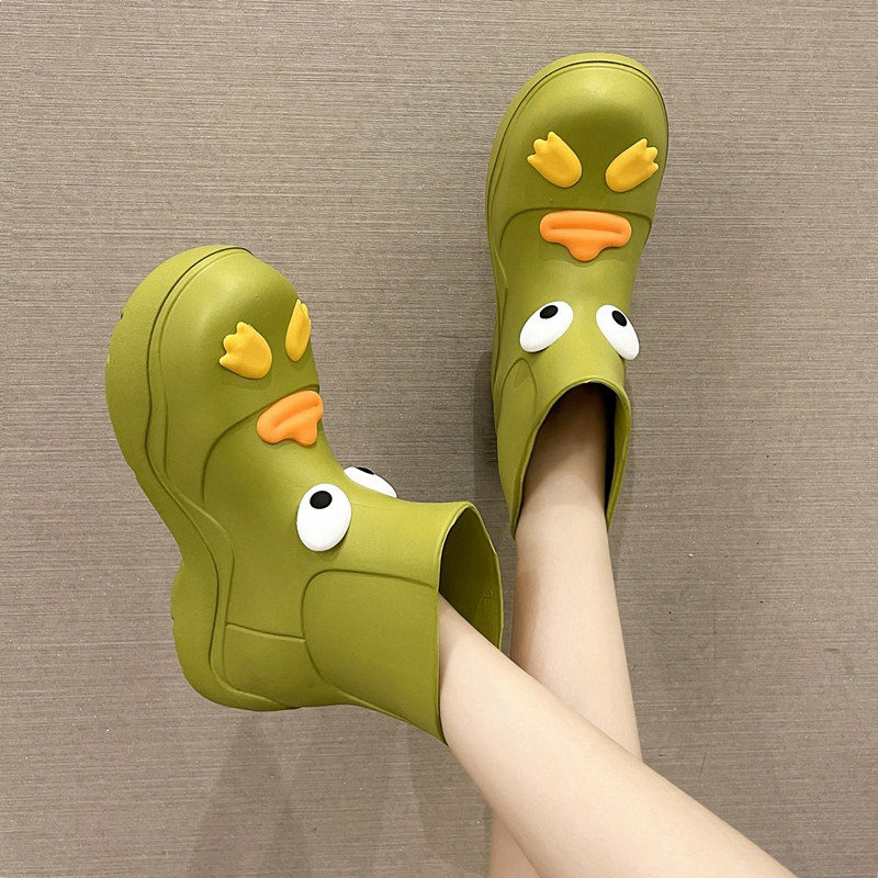 Rain boots women's summer outer wear Axige same style cute anti-skid water shoes net red fashion ugly cute rain boots thick-soled rubber shoes