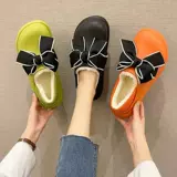 Тапочки с бантиком, утепленная обувь на платформе, милые модные туфли, популярно в интернете