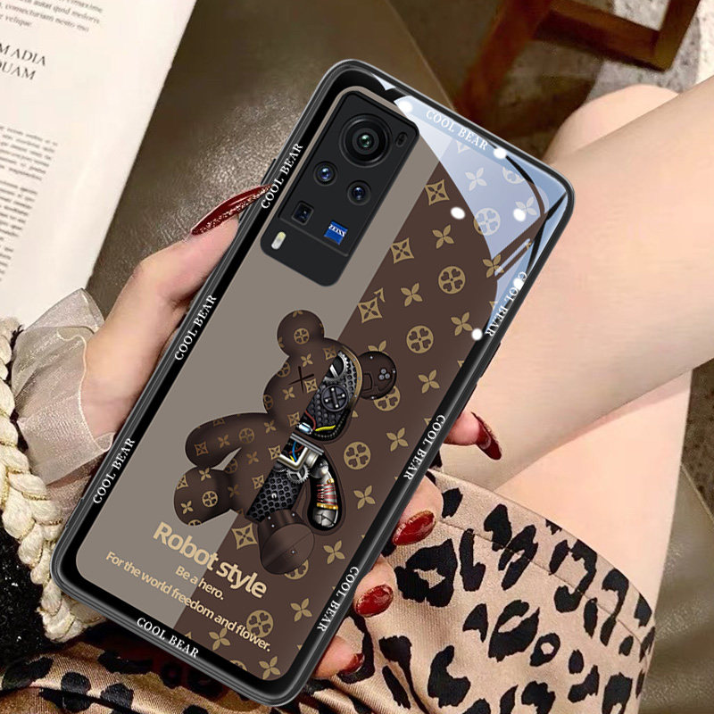 Suitable for vivox70pro ten mobile phone protection shell new vivox60 female anti-fall lens full package high-grade sense glass Chauffling x50 mechanical bear soft shell resistant to dirty s9 mesh red machinery