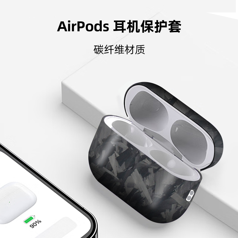 Moro Is Suitable for AirPods Pro 3/Pro 2, the First, Fourth, and Fifth Generations of Earphone Cases, Forged Pattern Real Carbon Fiber Apple Protective Case, High-End Luxury Wireless Bluetooth Magsafe Magnetic Anti-Fall Men's Model