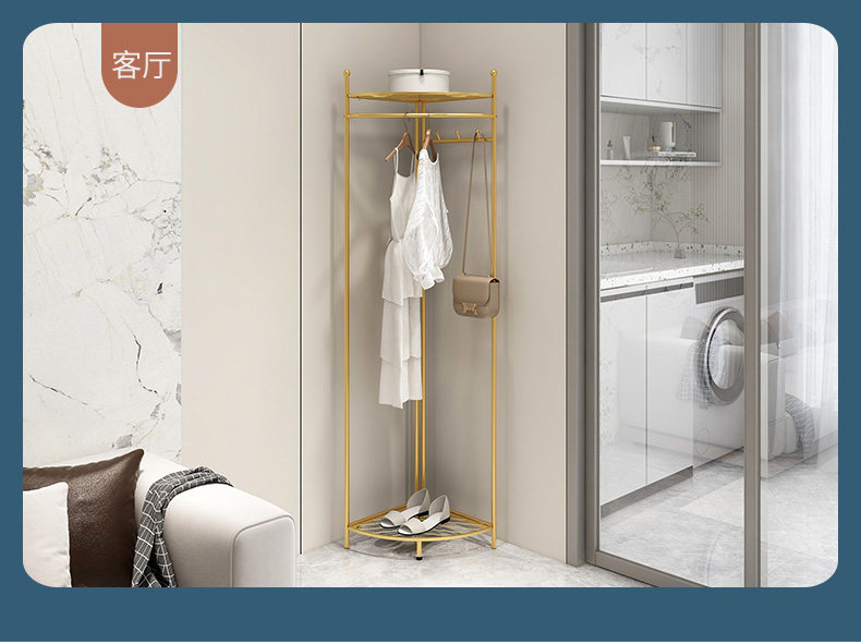 Вешалка 卧室落地转角衣帽架家用简易角落挂衣架床边晚上放衣服置物架神器 Shulipu