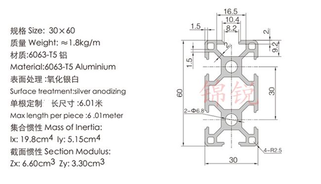 Thiết bị hợp kim nhôm 30 định hình nhôm công nghiệp Tiêu chuẩn Châu Âu 3060 định hình dày * 60 khung dây chuyền băng tải nhôm - Kính