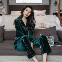 women's gold velvet pajamas 2021 new ins internet-famous style autumn and winter premium classy home clothing