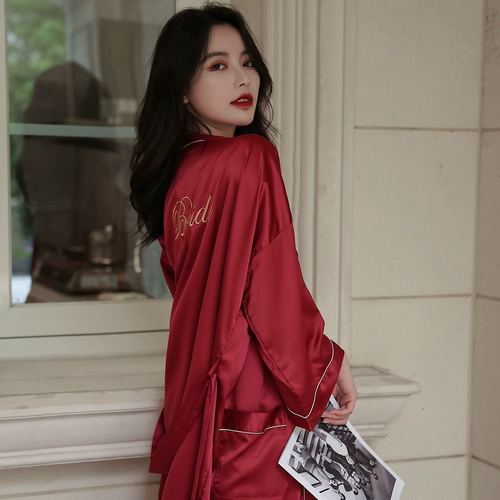 Длинный банный халат для невесты, красная пижама, платье, изысканный стиль, для подружки невесты