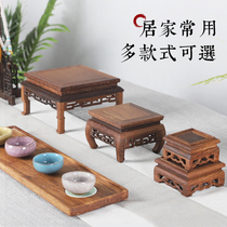 Redwood crafts carving Buddha statue ornaments base chicken wing wood rectangular solid wood carved bonsai teapot stand