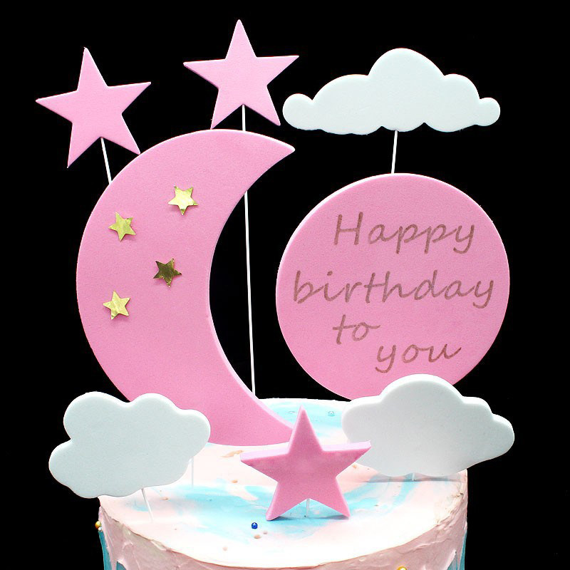 EVA Sponge Moon Cake Decoration Plug-In Card Net Red Foam Pentagonal Star Cloud Birthday Baking Flag