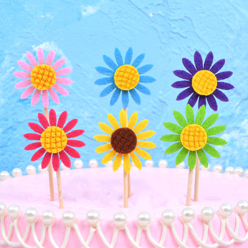 Sunflower Decoration Card Insertion Birthday Cake Decoration Baking Party Decoration Insert Dessert Table Insertion