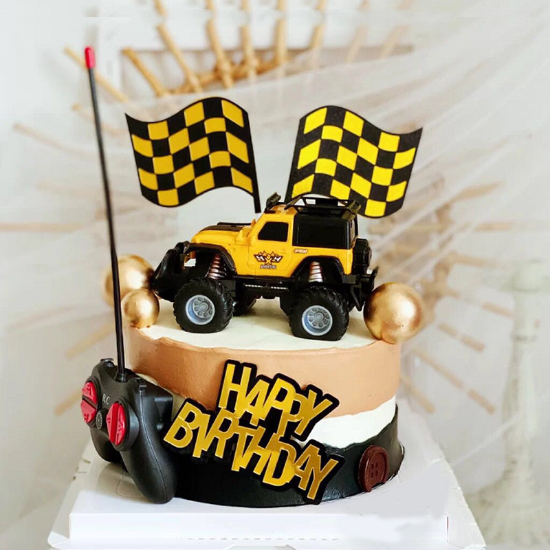 Birthday Cake Decorated Electric Remote Control Car Toy Accessories Children's Gift Car Bakery Plugin Dress