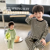 Детская осенняя пижама подходит для мужчин и женщин, детский эластичный комфортный комплект, в западном стиле